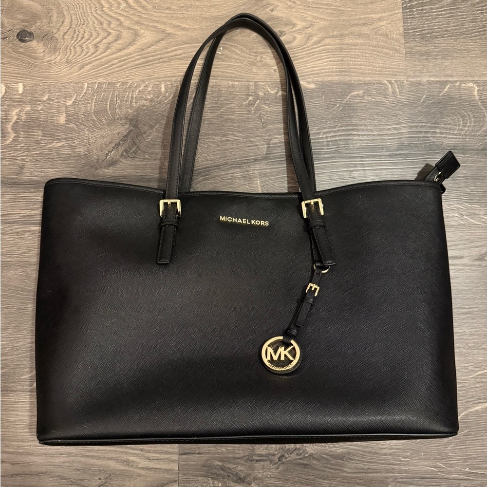 Michael Kors Black Tote with Gold Accents